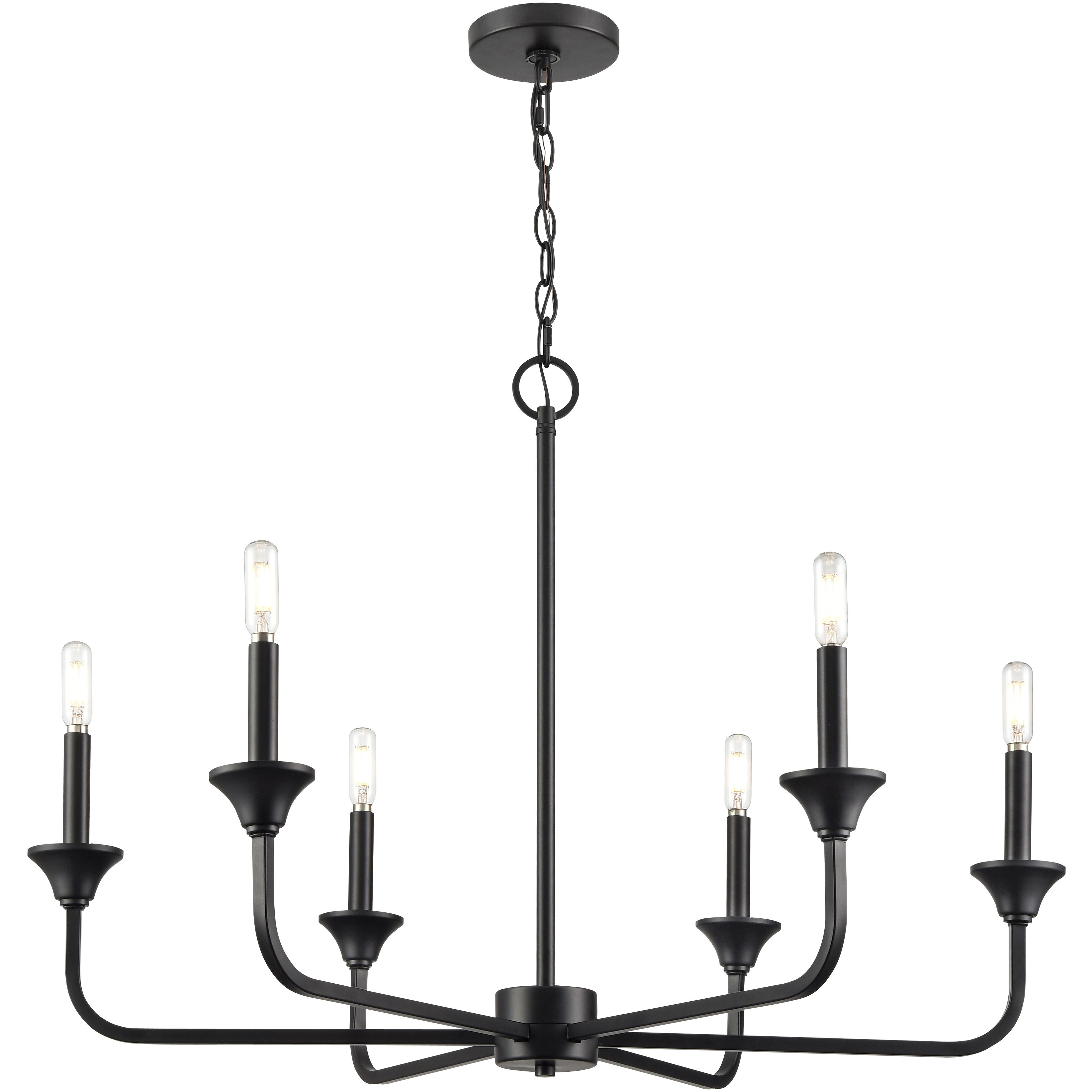 Herring 6 Light 32 inch Matte Black Chandelier Ceiling Light